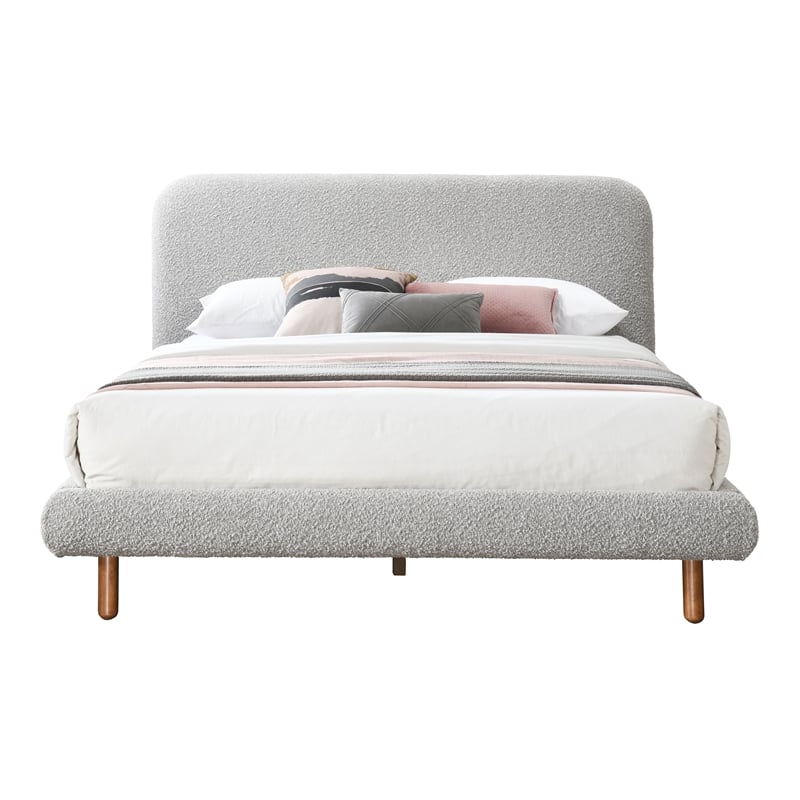 ACME Cleo Contemporary Boucle Fabric Upholstered Queen Bed in Gray