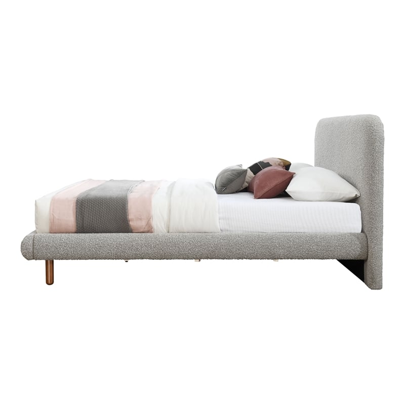 ACME Cleo Contemporary Boucle Fabric Upholstered Queen Bed in Gray