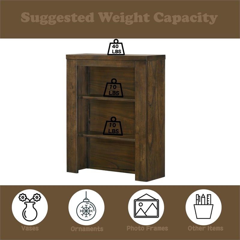 ACME Merrilee II Contemporary Solid Wood Side Pier with 2 Shelves in Oak