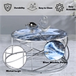 ACME Lyda Contemporary Metal/Marble Coffee Table in Blue Print and Chrome