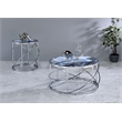 ACME Lyda Contemporary Metal/Marble End Table in Blue Print and Chrome