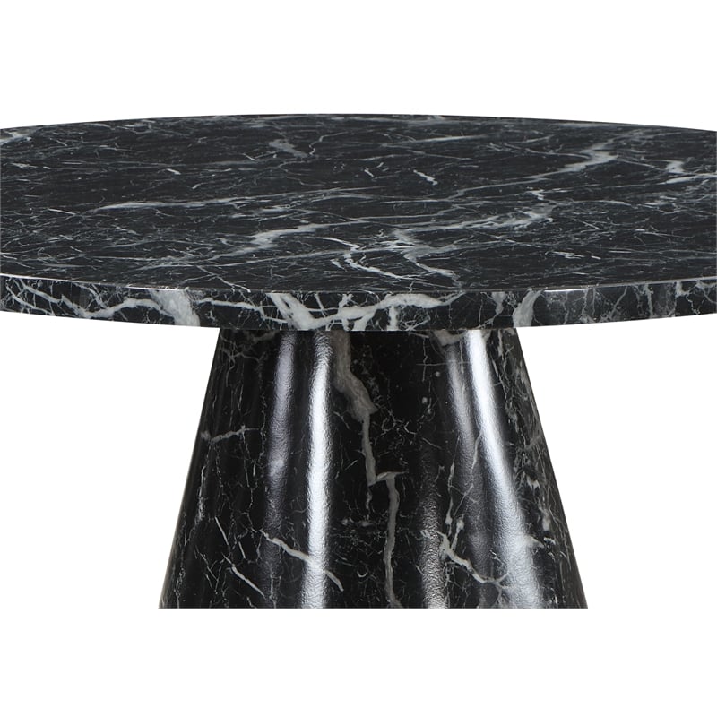 ACME Hollis Wooden Dining Table with Engineering Stone Top in Black/White