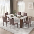ACME Hettie Wooden Dining Table with Engineering Stone Top in White/Brown