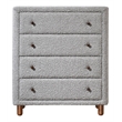 ACME Cleo Contemporary Boucle Fabric Upholstered Chest with 4 Drawers in Gray