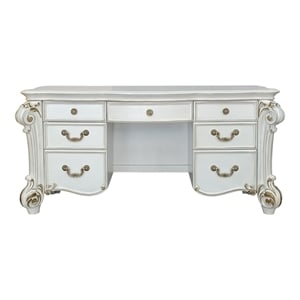 ACME Vendome Transitional Wood Vanity Desk in Beige and Antique Pearl