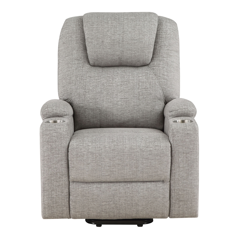 ACME Evander Transitional Chenille Upholstered Power Lift Recliner in Light Gray