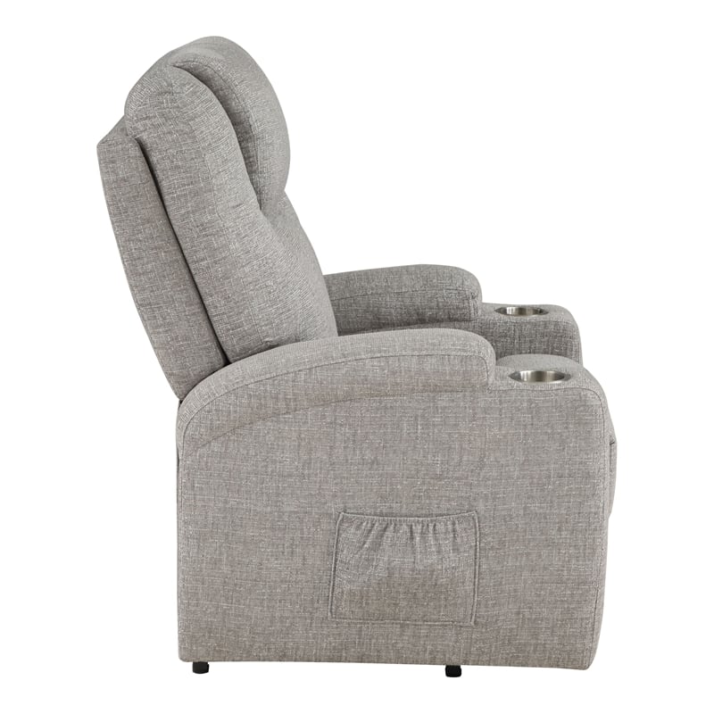 ACME Evander Transitional Chenille Upholstered Power Lift Recliner in Light Gray