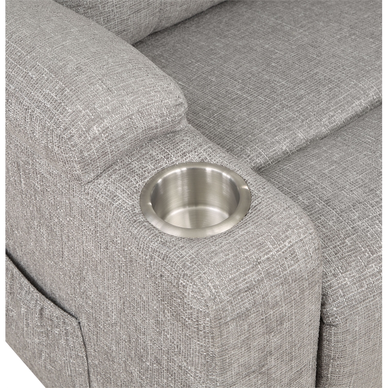 ACME Evander Transitional Chenille Upholstered Power Lift Recliner in Light Gray
