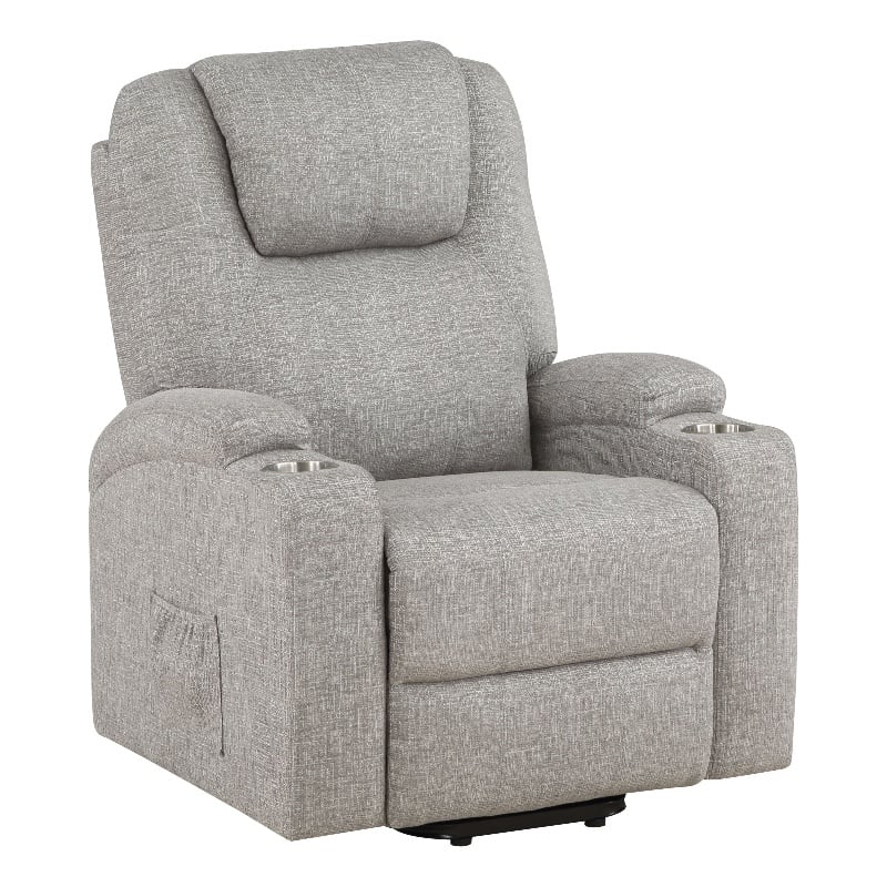 ACME Evander Transitional Chenille Upholstered Power Lift Recliner in Light Gray