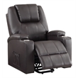ACME Evander Transitional Leather Upholstered Power Lift Recliner in Brown