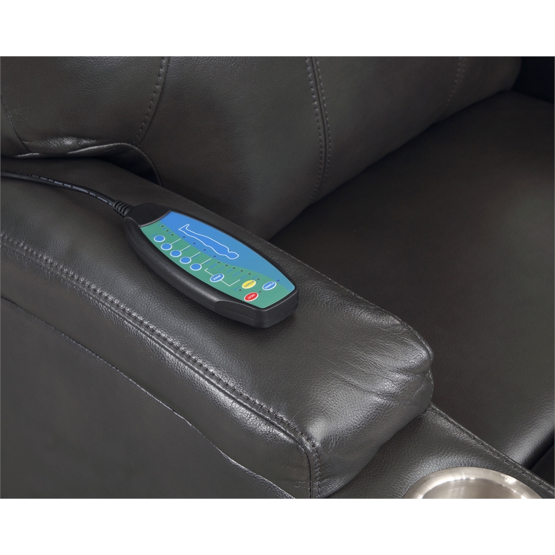 ACME Evander Transitional Leather Upholstered Power Lift Recliner in Gunmetal