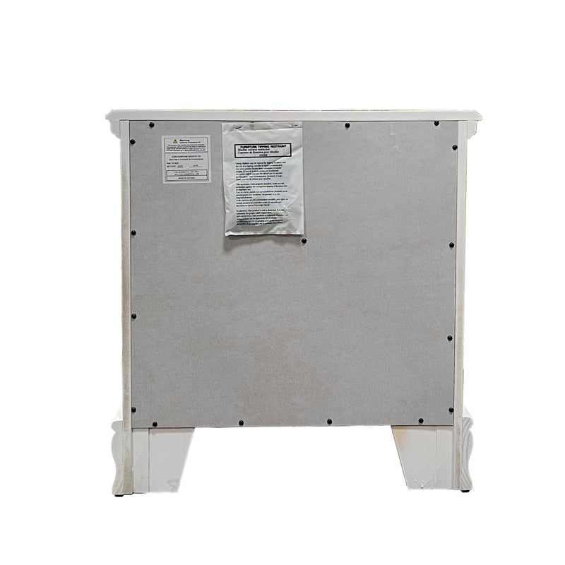 ACME Flora Contemporary Wooden Nightstand with 2 Drawers in White
