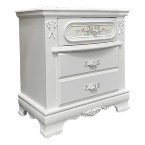 ACME Flora Contemporary Wooden Nightstand with 2 Drawers in White