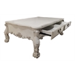 ACME Dresden Transitional Wooden Coffee Table with 2 Drawers in Bone White