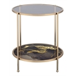 ACME Fiorella Metal/Glass/Mable End Table in Black Paint and Gold