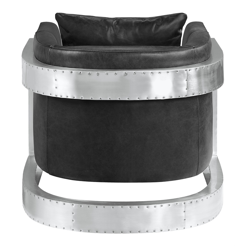 ACME Betla Leather Upholstered Accent Chair with Rivet Accents in Black