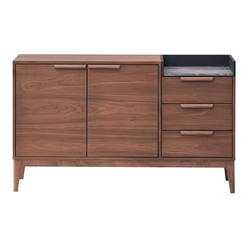 ACME Bevis Scandinavian Modern Wooden/Stone Server in Walnut and Gray