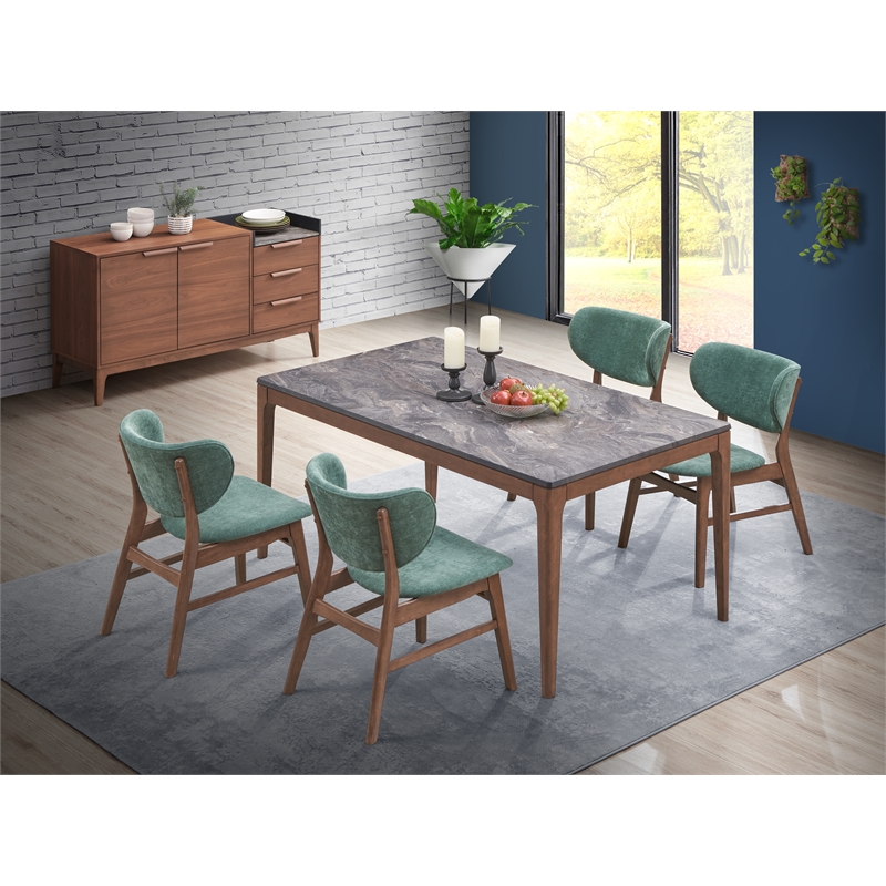 ACME Bevis Scandinavian Modern Wooden/Stone Server in Walnut and Gray