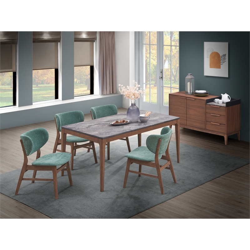 ACME Bevis Scandinavian Modern Wooden/Stone Server in Walnut and Gray
