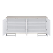 ACME Liam Wood/Metal Console Cabinet in Blue Marble Paint/White & Chrome