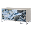 ACME Liam Wood/Metal Console Cabinet in Blue Marble Paint/White & Chrome