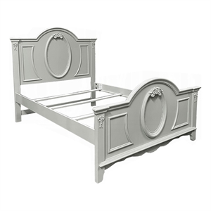 ACME Flora Transitional Floral Motifs Wooden Full Bed with 2 Drawers in Gray