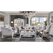 ACME Dresden Leather Upholstered Loveseat with 5 Pillows in Bone White