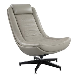 ACME Piran Top Grain Leather Accent Chair with Swivel in Twilight Gray