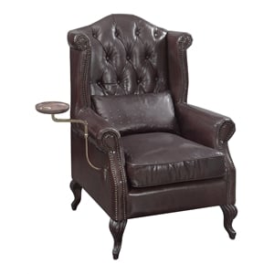 ACME Pino Top Grain Leather Upholstered Accent Chair in Vintage Brown
