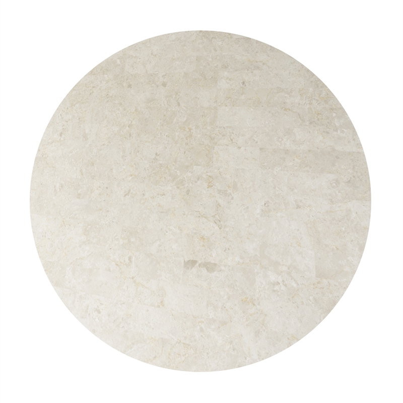 ACME Qwin Marble and Wood Round Dining Table with Hexagonal Pedestal in Oak