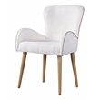 ACME Qwin Fabric Side Chair with Rounded Hump Arms in Beige and Oak (Set of 2)