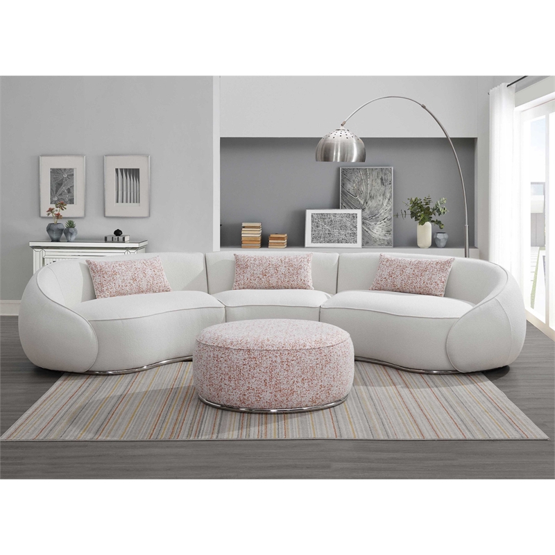 ACME Sahara Fabric Upholstered Sectional Sofa with 3 Pillows in Beige