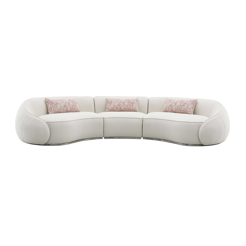 ACME Sahara Fabric Upholstered Sectional Sofa with 3 Pillows in Beige