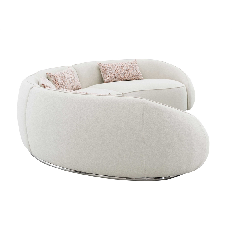 ACME Sahara Fabric Upholstered Sectional Sofa with 3 Pillows in Beige