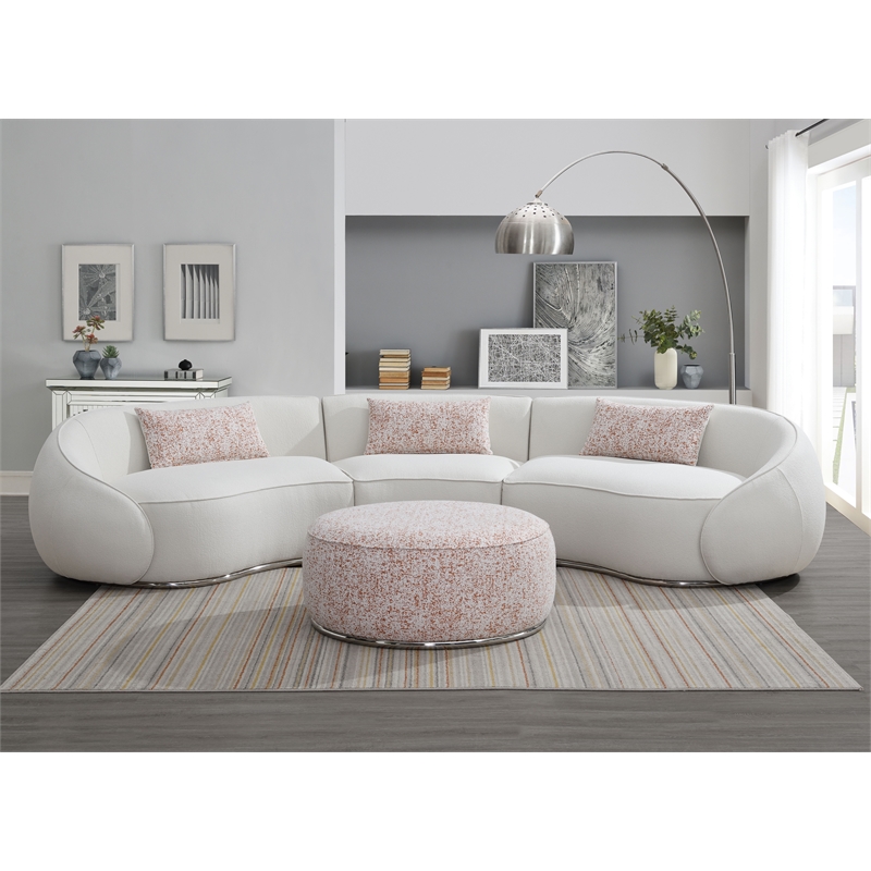 ACME Sahara Fabric Upholstered Ottoman with Stainless Steel Base in Multi-Color
