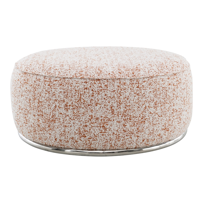 ACME Sahara Fabric Upholstered Ottoman with Stainless Steel Base in Multi-Color