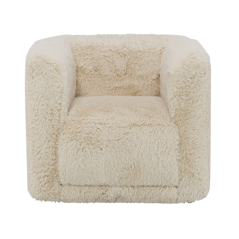 ACME Upendo Yakety Yak Sand Fabric Upholstered Chair with Swivel in Beige