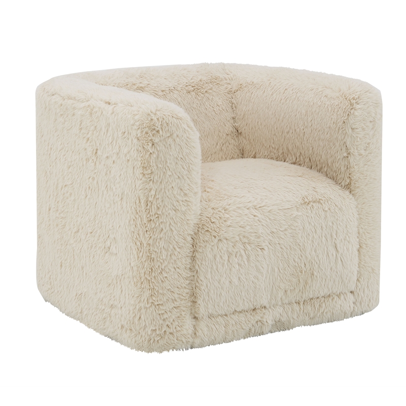 ACME Upendo Yakety Yak Sand Fabric Upholstered Chair with Swivel in Beige