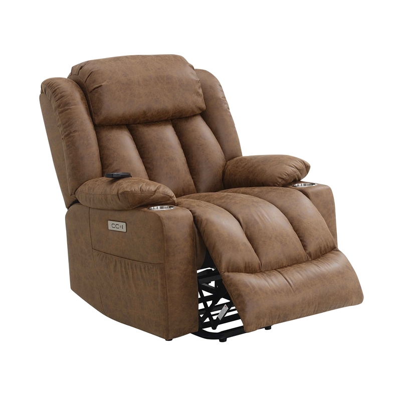 ACME Omarion Faux Leather Power Recliner with Lift/Heating and Massage in Brown
