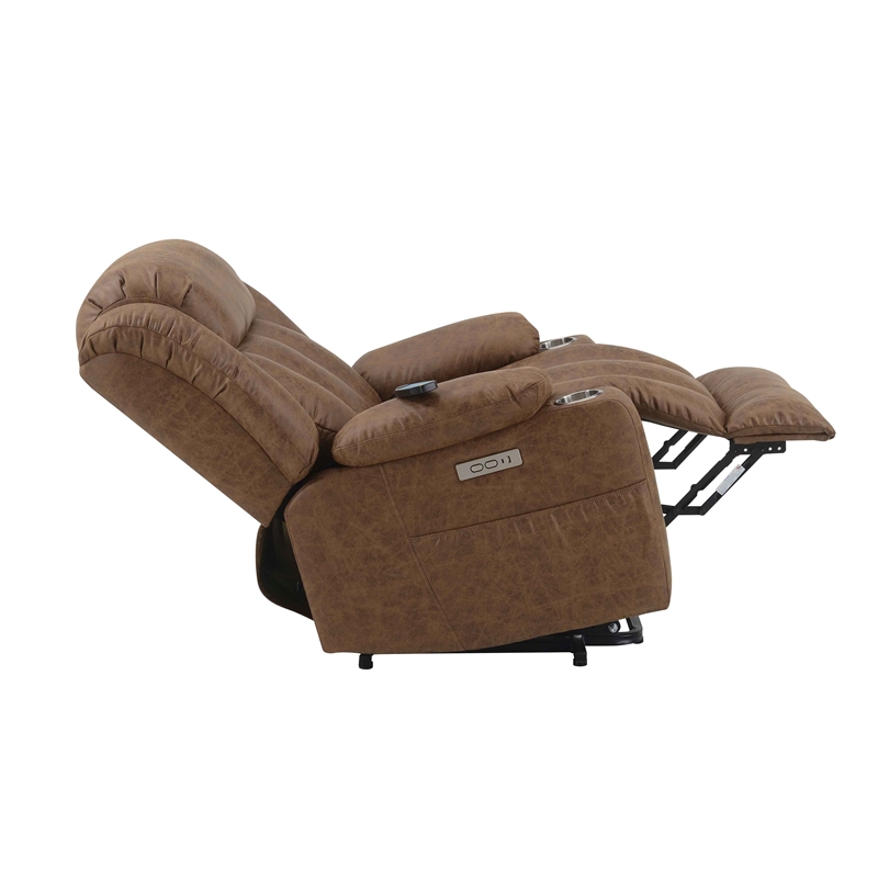 ACME Omarion Faux Leather Power Recliner with Lift/Heating and Massage in Brown