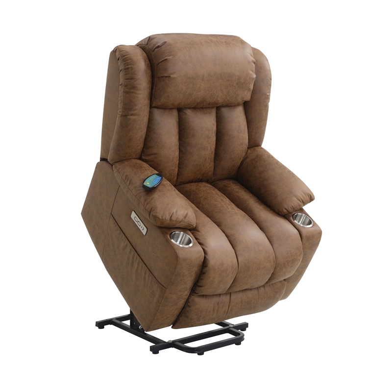 ACME Omarion Faux Leather Power Recliner with Lift/Heating and Massage in Brown