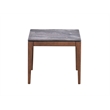 ACME Bevis Scandinavian Wood End Table in Engineered Stone and Walnut