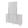 ACME Gaines Contemporary MDF Wood Mirror in Pink High Gloss Finish