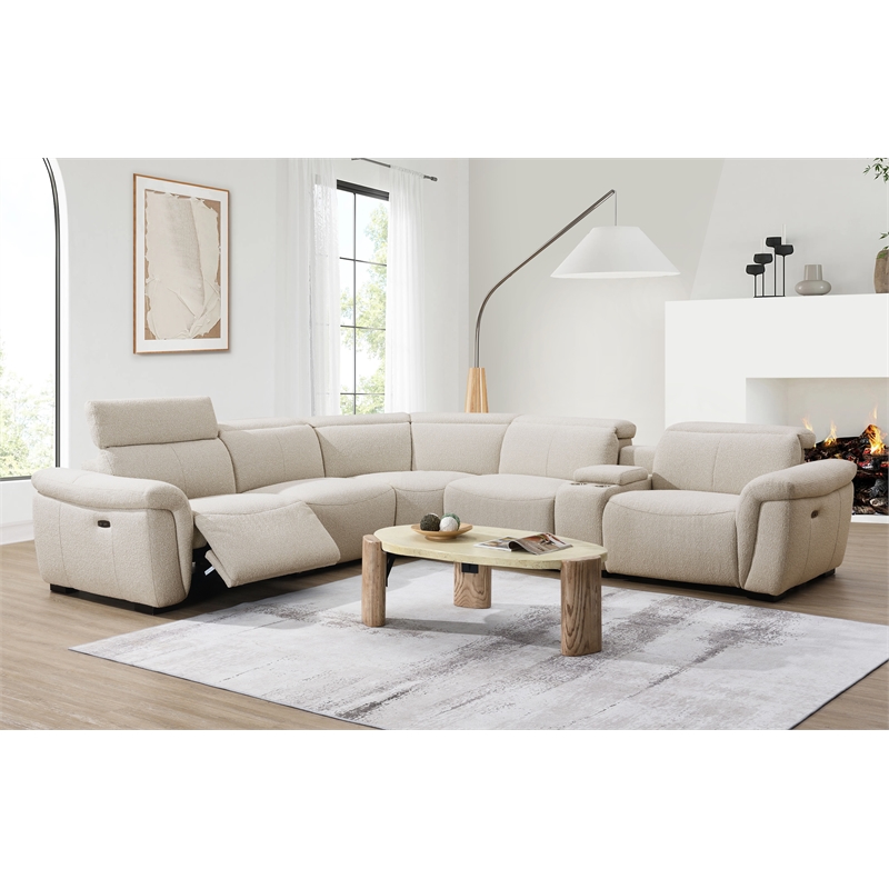 ACME Dayana Boucle Fabric Upholstered Power Motion Sectional Sofa in Beige