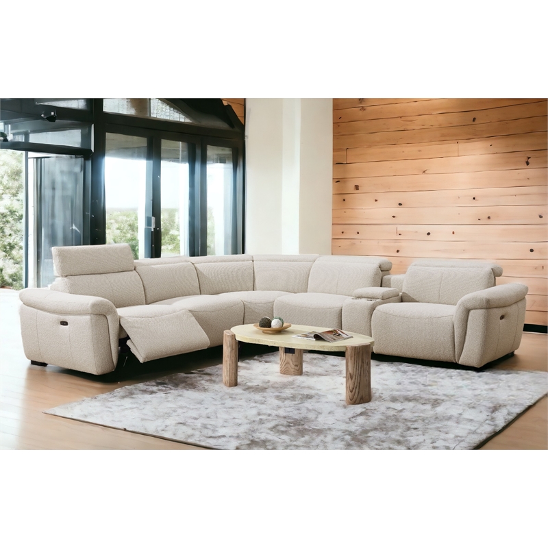 ACME Dayana Boucle Fabric Upholstered Power Motion Sectional Sofa in Beige