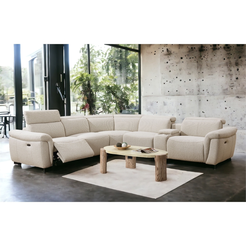 ACME Dayana Boucle Fabric Upholstered Power Motion Sectional Sofa in Beige