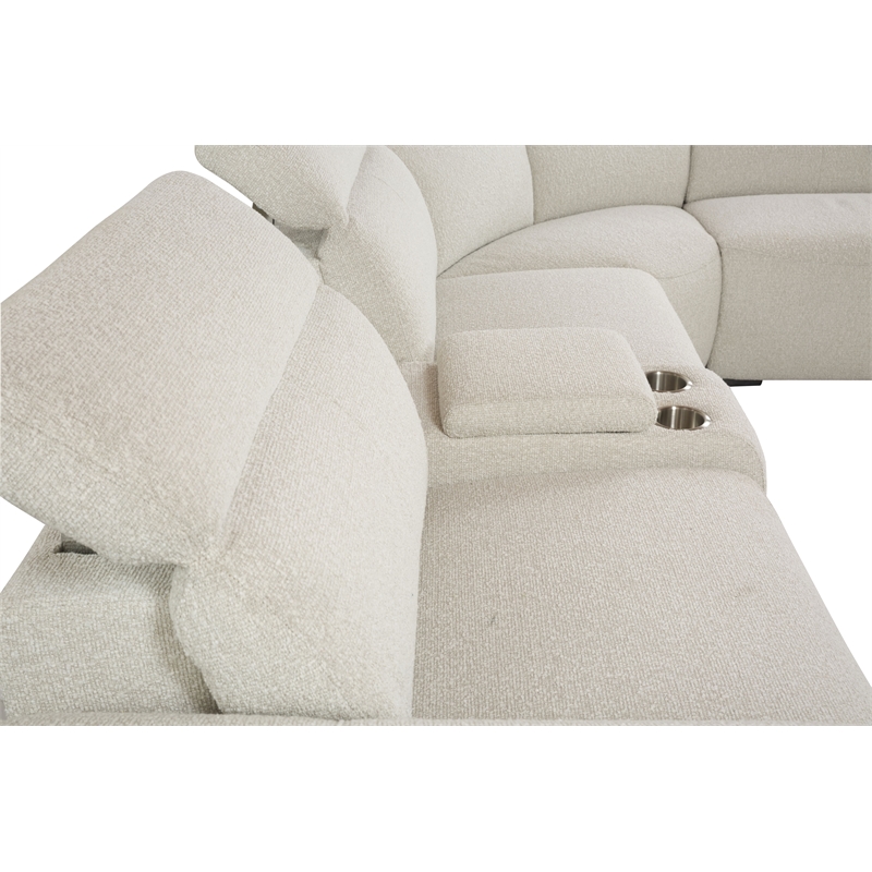 ACME Dayana Boucle Fabric Upholstered Power Motion Sectional Sofa in Beige