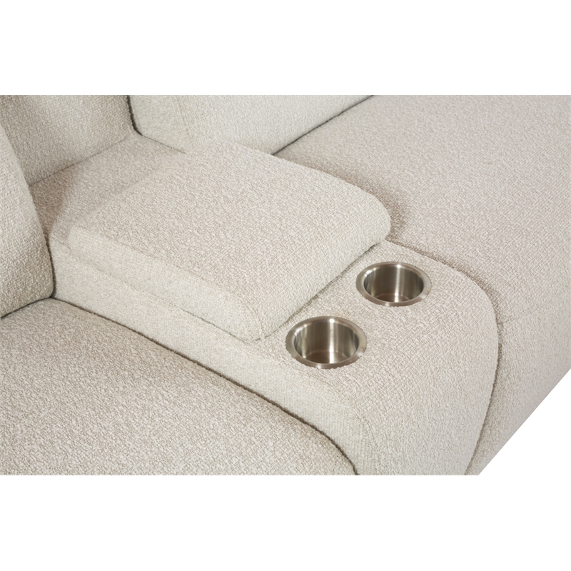 ACME Dayana Boucle Fabric Upholstered Power Motion Sectional Sofa in Beige