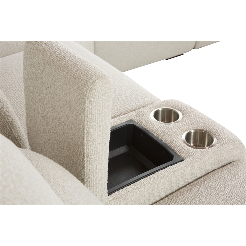 ACME Dayana Boucle Fabric Upholstered Power Motion Sectional Sofa in Beige