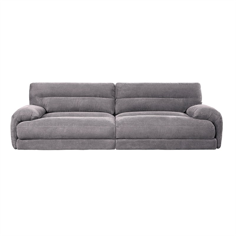 ACME Cadenza Corduroy Fabric Upholstered Rolled Armrests Sofa in Gray